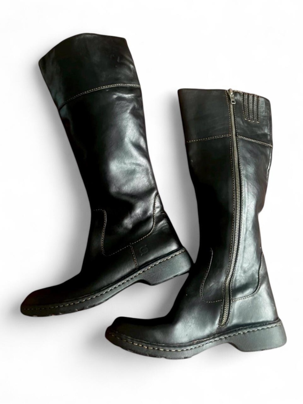 Børn knee-high black leather riding boots, zip up, 7.5 Comfortable and cute!